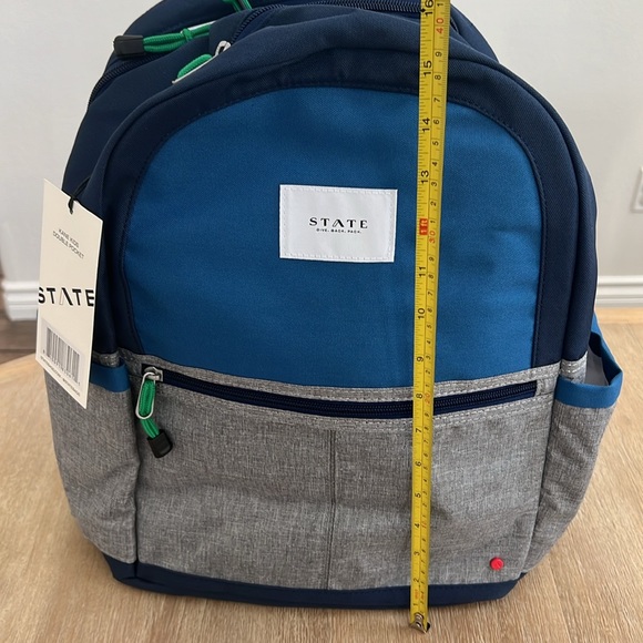 STATE Bags Kane Kids Double Pocket Backpack Navy Gray - Picture 8 of 9